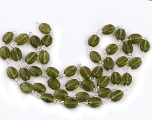 Natural Olive Green Peridot Hydro Rosary Style Beaded Chain With Glossy Shine For Necklace And Bracelet Making Jewelry Craft - Product Image 1
