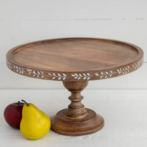 Natural <b>Wood</b> Pedestal Cake Stand For Elegant Dessert <b>Table</b> Decoration At Special Events - Product Image 1