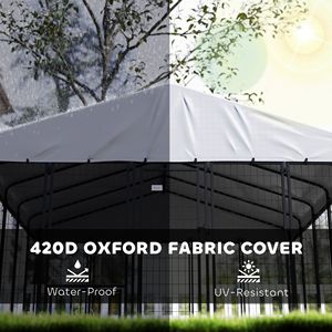 Copertura Impermeabile per Recinto per Cani Girevole a 360 Gradi, con Ciotole Regolabili a 4 Livelli, in Rete Saldata, per Esterni, 9.8FT X 9.8FT X 6.8FT - Product Image 5