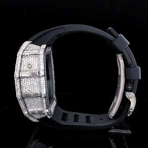 นาฬิกาข้อมือผู้ชายหรูหราประดับเพชรแบบโครงกระดูก สายยาง ระบบออโตเมติก สไตล์โครโนกราฟ พรีเมียม - Product Image 2