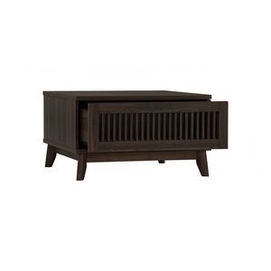 Mid Century Modern Square Coffee <b>Table</b> Dark <b>Walnut</b> Wood Center <b>Table</b> with Front Storage Drawer Retro Living Room Furniture - Product Image 2