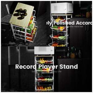 รถเข็นเก็บของในครัว 5 ชั้น แบบมีล้อ พร้อมตะกร้าเก็บของ - Product Image 3