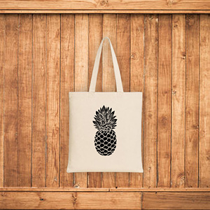 Sai Impex Modern Printed Cotton Tote Bag with Black <b>Pineapple</b> Pattern Anti- Washable Eco-Friendly & Reusable - Product Image 1