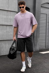 เสื้อยืดโอเวอร์ไซส์ผ้าฝ้ายแท้ 100% น้ำหนัก 220 กรัม พิมพ์ลายตามสั่งที่ไหล่ สไตล์ฮิปฮอป ไซส์พลัส ผ้าฝ้ายแท้ 100% ทรงบ็อกซี่ สำหรับผู้ชาย - Product Image 6