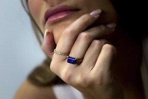 Solid 18K Gold Plated Natural Lapis Faceted Cut Gemstone 925 Sterling <b>Silver</b> <b>Solitaire</b> <b>Rings</b> Fine Jewelry For Women's Party Wear - Product Image 2