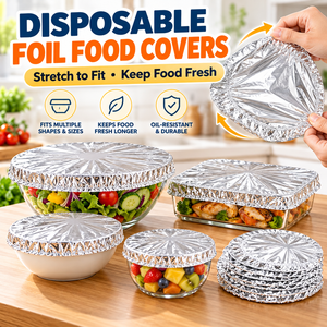Dropshipping XH-001 Heat <b>Insulated</b> Elastic Aluminum Foil <b>Dish</b> Covers Thick High Temp Resistant Tin Foil Fresh Keeping Food - Product Image 1