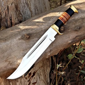 Couteau de chasse et de camping DIY à lame fixe droite en acier au carbone, pointe tombante, avec étui en cuir, fait main, pour activités de plein air - Product Image 4