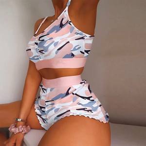 Ensemble short et camisole à manches longues en tissu tissé imprimé floral, style vacances européennes pour femmes, mode été - Product Image 3