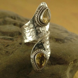 Bague en Citrine Naturelle en Argent Sterling 925, Bague Enveloppante Faite à la Main, Bijou Pierre de Naissance de Novembre pour Femme - Product Image 5