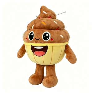 Peluche de cupcake personalizado con envoltura amarilla y glaseado de chocolate, cupcake de dibujos animados con brazos y piernas, peluche de cupcake con glaseado de chocolate - Product Image 4