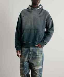 Sweat à capuche en molleton bouclette coupe classique 2026, 350 grammes, anti-rétrécissement, 100% coton, design doublé, effet vieilli, délavé à l'acide, hiver - Product Image 3