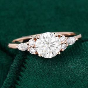 Anillos de Boda Nuevos de Plata de Ley 925 con Corte Redondo, Anillos de Diamantes Moissanite Creados en Laboratorio, Joyería para Mujer, Anillos de Compromiso con Piedras Preciosas de Corte Redondo - Product Image 3