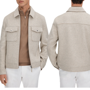 Autumn Winter <b>Men's</b> Woven Wool <b>Coat</b> Lapel Collar Casual Zipper Sports Jacket Fashion Warm Outerwear - Product Image 5