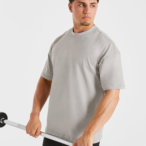 100% Cotton Woven Breathable Eco-Friendly Front Custom Logo Casual Style Blank T-Shirt Oversized <b>Drop</b> Shoulder Shirts - Product Image 6