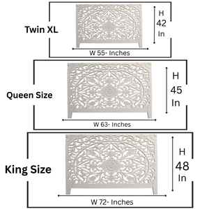Cabecero de Cama King Size de Madera Tallada a Mano, Pintado en Blanco, con Diseño Mandala, Decoración de Lujo - Product Image 6