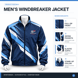 Chaqueta cortavientos contemporánea para hombre con silueta cuadrada, colocación de cremallera discreta y apariencia urbana elegante. - Product Image 6