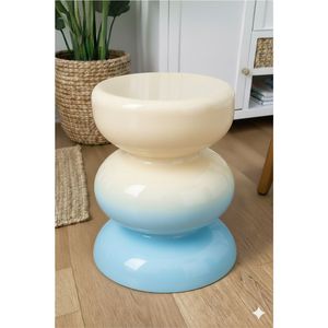Mesa de Centro Moderna con Degradado Ombre, Mesa Auxiliar Redonda Apilable con Acabado Brillante, Mueble Minimalista Contemporáneo para Sala de Estar - Product Image 1