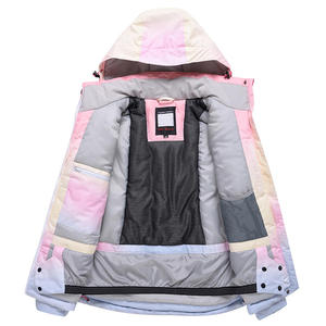 Women's Hooded Ski <b>Jacket</b> Gradient Color Synthetic Insulated <b>Waterproof</b> Zipper Closure 100% Polyester - Product Image 6