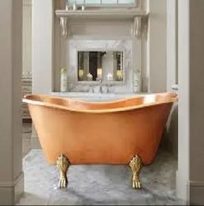 อ่างอาบน้ำทองแดงแบบสองชั้น ดีไซน์โบราณ สีทองแดง ผิวแบบตอกลาย จำหน่ายในราคาขายส่งจากโรงงาน - Product Image 4