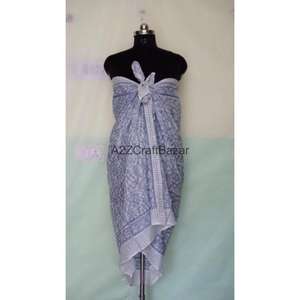 Wholesale Cotton Handmade Block Print Sarong Pareo Bikini Cover Up Large Beach <b>Wrap</b> Scarf Soft Women Summer Fashion - Product Image 3