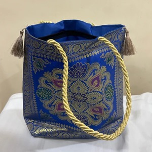 Premium Quality Royal Blue Banarasi Medallion Tote Bag Available for Affordable Price from India - Product Image 6