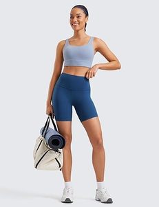Shorts Deportivos Azules de Cintura Alta para Mujer, Tejidos en Spandex y Poliéster, Transpirables, Ajustados, para Entrenamiento y Gimnasio - Product Image 4