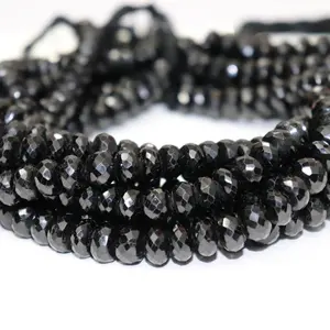 Wholesale Natural Black Tourmaline Faceted Rondelle Beads 10mm 14 Inches Strands For Jewelry Crafts