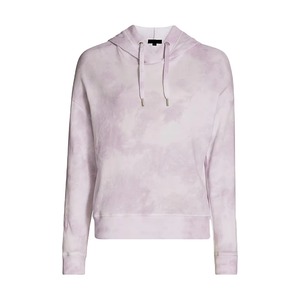 Sweat-shirt personnalisé pour femme en coton French Terry, tie-dye motif nuage lilas aquarelle, col cheminée, couleurs pastel, OEM, vente en gros - Product Image 3