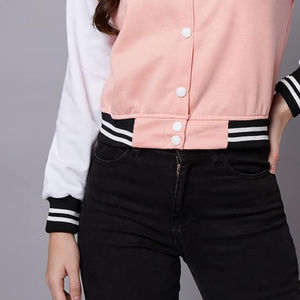 Premium Women's Varsity Jacket Contrast Sleeve Letterman Jacket Wool Blend Custom Private Label OEM ODM Fashion Wear - Product Image 2