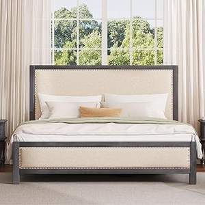 Lit king size fait main, design haut de gamme, cadre de lit en bois massif, mobilier de luxe avec pied de lit. - Product Image 5