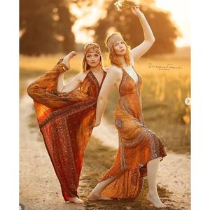 Handmade <b>Boho</b> Embroidered Viscose/Cotton Maxi <b>Dress</b> V-neck Sleeveless Regular Fit Solid Natural Waist Eco-Friendly Autumn <b>Summer</b> - Product Image 1