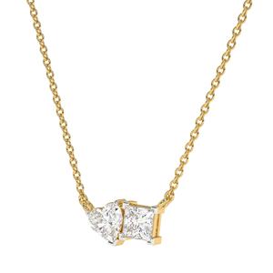 Collar de Lujo Toi Et Moi con Diamante Cultivado en Laboratorio con Corte Princesa en Forma de Corazón, Certificado por IGI, D VVS1, Chapado en Rodio sobre Oro Amarillo Sólido de 14K, 2 - Product Image 1