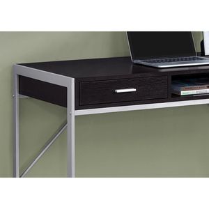 Scrivania Moderna Contemporanea da 48 Pollici per Ufficio e Casa con Cassetti Portaoggetti, Laminato Marrone e Metallo Grigio - Product Image 3