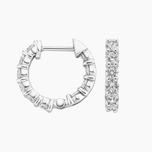 Pendientes de Aro de Oro Blanco con Diamantes para Mujer, Corte Brillante Redondo, Color D, Certificación IGI, Estilo Clásico, Uso Diario - Product Image 2