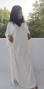 Caftanes Florales Premium de Primera Calidad, Tejido Suave y Delicado con la Piel, 100% Algodón Orgánico, Estilo Vintage, Corte en A, Ecológico, Vestido Largo Hasta el Suelo - Product Image 4