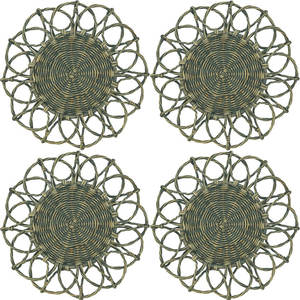 Set of 4 <b>Round</b> Rattan Placemats No Pattern Woven Kitchen Decor for Dining Table <b>Place</b> <b>Mats</b> - Product Image 1