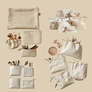 Grande trousse de toilette florale en toile de coton grande capacité avec fermeture éclair, pochette à maquillage, cadeau de mariage, vente en gros, logo personnalisé, OEM - Product Image 5