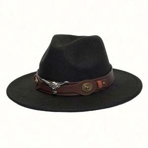 Chapeau Fedora en feutre d'hiver couleur unie, à large bord, en tissu de laine, pour femme, avec logo personnalisé - Product Image 5