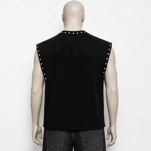 Débardeur graphique noir personnalisé 100% coton écologique anti-UV doux respirant séchage rapide 180g T-shirt sans manches imprimé unisexe - Product Image 3