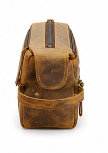 Bolsa de Viaje Vintage de Cuero Genuino Premium Gravs con Cremallera, Logotipo Colgante, Gran Capacidad, Asa Suave Ecológica, Neceser de Cosméticos - Product Image 5