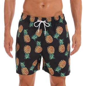 Shorts de bain pour hommes personnalisables, respirants, bleus, à cordon de serrage, taille mi-haute, séchage rapide, décontractés, tissés, 100 % coton - Product Image 3