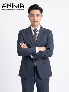 Premium Navy Blue Men’s Wrinkle-Resistant Business Suit Elegant Executive Office <b>Blazer</b> and Trousers <b>Set</b> - Product Image 4