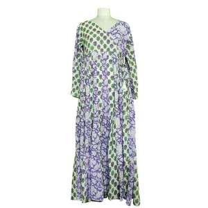 เดรสยาวลายดอกไม้ปะติดปะต่อ คอวี แขนยาว สไตล์โบฮีเมียน ทรงหลวม สวมใส่สบาย เหมาะสำหรับฤดูร้อน ขายส่ง - Product Image 2