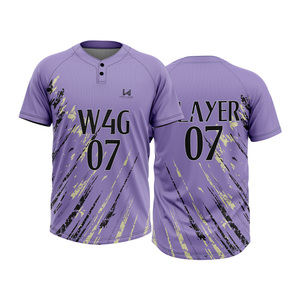 เสื้อเบสบอลซอฟต์บอลแบบกำหนดเอง 100% โพลีเอสเตอร์ พิมพ์ลายด้วยความร้อน ระบายอากาศได้ดี แห้งเร็ว แขนสั้น ยูนิเซ็กซ์ เสื้อเชิ้ตติดกระดุม 2 เม็ด - Product Image 3