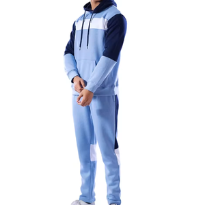 ชุดเซ็ตฮู้ดดี้บล็อกสีสำหรับผู้ชาย – ชุดลำลองสไตล์สปอร์ต ชุดจ็อกเกอร์ สกรีนโลโก้ได้ ชุดสตรีทแวร์สองชิ้น - Product Image 2