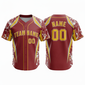 Tenue de sport en polyester respirant haute performance, uniforme de baseball personnalisé imprimé par transfert thermique, tailles adultes et grandes tailles, devant - Product Image 5