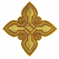 Apliques Bordados en 3D con Hilo Metálico Dorado, Cruz Hierática, Insignias Bordadas Personalizadas con Tela de Lona para Sombreros y Prendas