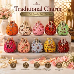 Handcrafted Silk Heavy Embroidery Wedding Clutch Wrist Bag Assortment Traditional Henna Mehendi Chinese <b>New</b> <b>Year</b> Party Favor - Product Image 2