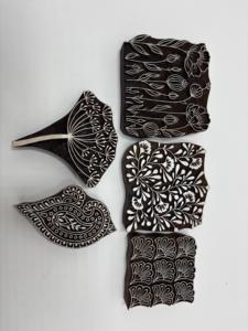 Hand Carved Pine Wood <b>Printing</b> <b>Blocks</b> Floral Paisley Textile <b>Printing</b> Stamps Multifunction for Fabric Craft and DIY Art - Product Image 1