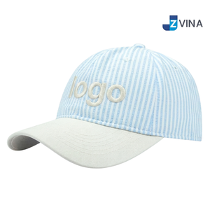 Gorra de Béisbol a Rayas con Logotipo Personalizado, Bordado, Ajustable, Unisex, Casual, para Primavera/Verano - Product Image 1